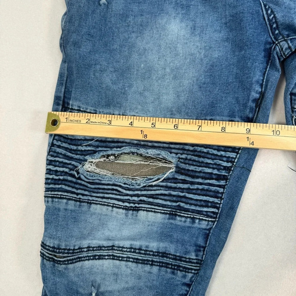 Straight Leg Camo Moto Jeans Mens Size 32 Medium Acid Blue Mid Rise - Picture 9 of 12